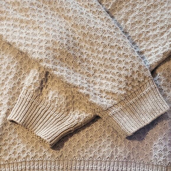 Basix Mens Sweater Beige Textured Knit Crewneck Pullover Size XL Tall Minimalist - Picture 4 of 8
